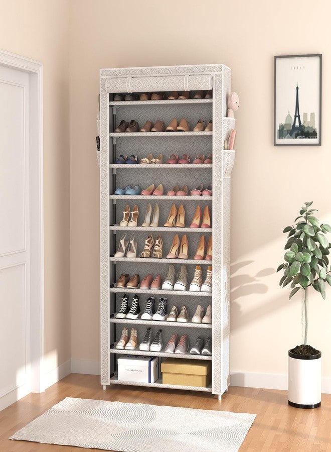 ROJASOP 10 Tier Shoe Rack with Covers Large Capacity Stackable Tall Shoe Shelf Storage for 50-55 Pairs Shoe and Boot, Sturdy Free Standing Shoe Rack Organizer for Closet, Entryway, Bedroom - Image 2